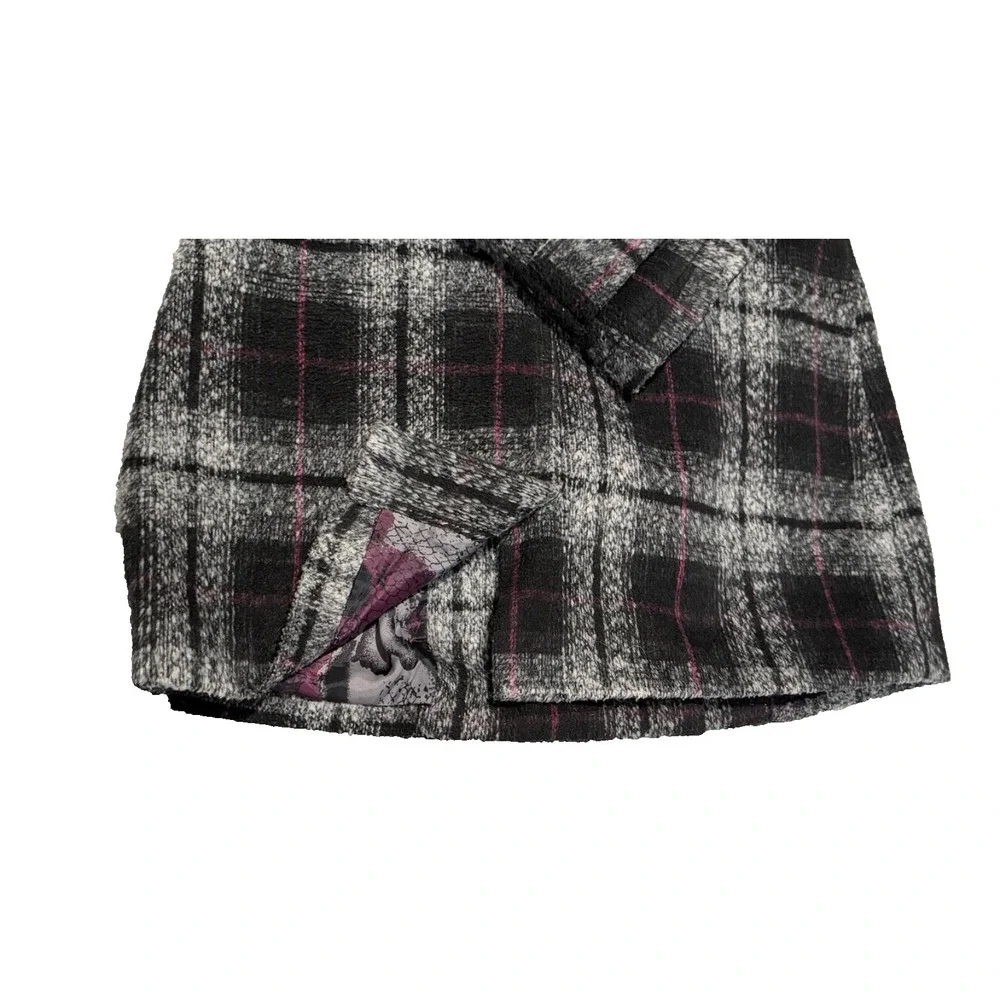 BKE Buckle Coat Women's Sz S Wool Blend Plaid Double Breast Lined Front Pockets‎
